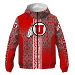 custom utah utes tribal swirls red windbreaker jacket best selling