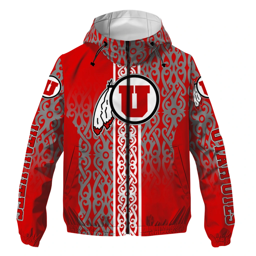 custom utah utes tribal swirls red windbreaker jacket best selling custom utah utes tribal swirls red windbreaker jacket best selling