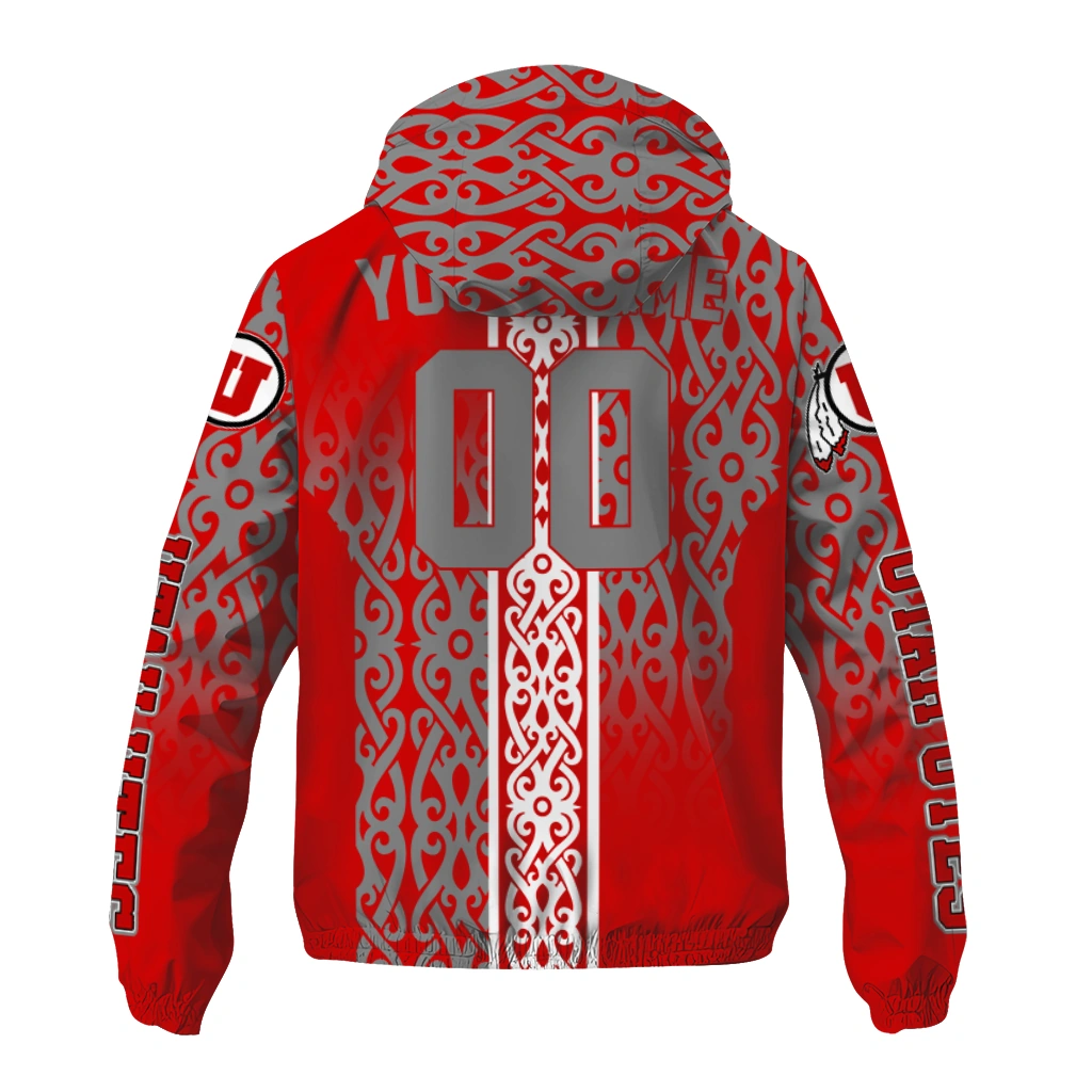 custom utah utes tribal swirls red windbreaker jacket fashion forward custom utah utes tribal swirls red windbreaker jacket fashion forward