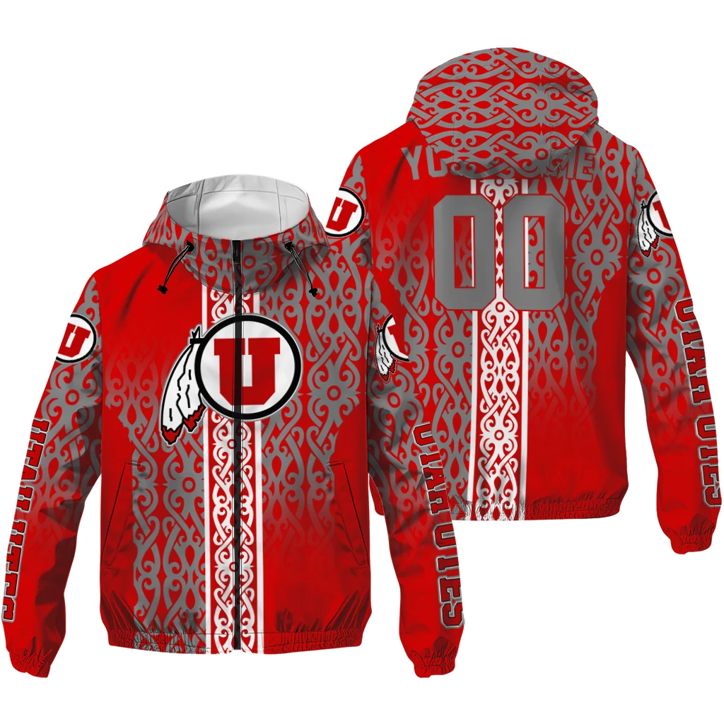 custom utah utes tribal swirls red windbreaker jacket high quality custom utah utes tribal swirls red windbreaker jacket high quality