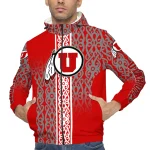 custom utah utes tribal swirls red windbreaker jacket best selling