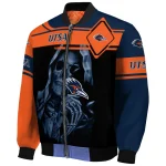 custom utsa roadrunners reaper hands orange black bomber jacket best selling