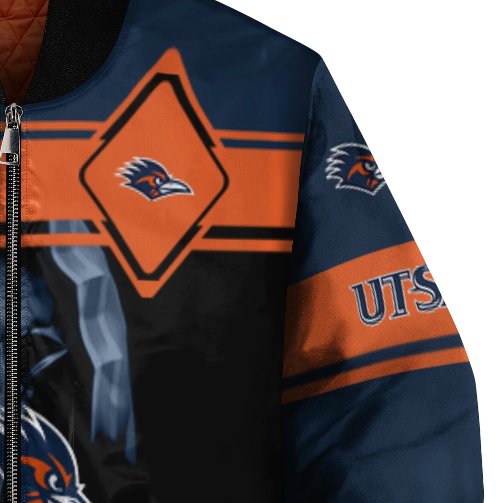 custom utsa roadrunners reaper hands orange black bomber jacket premium grade custom utsa roadrunners reaper hands orange black bomber jacket premium grade