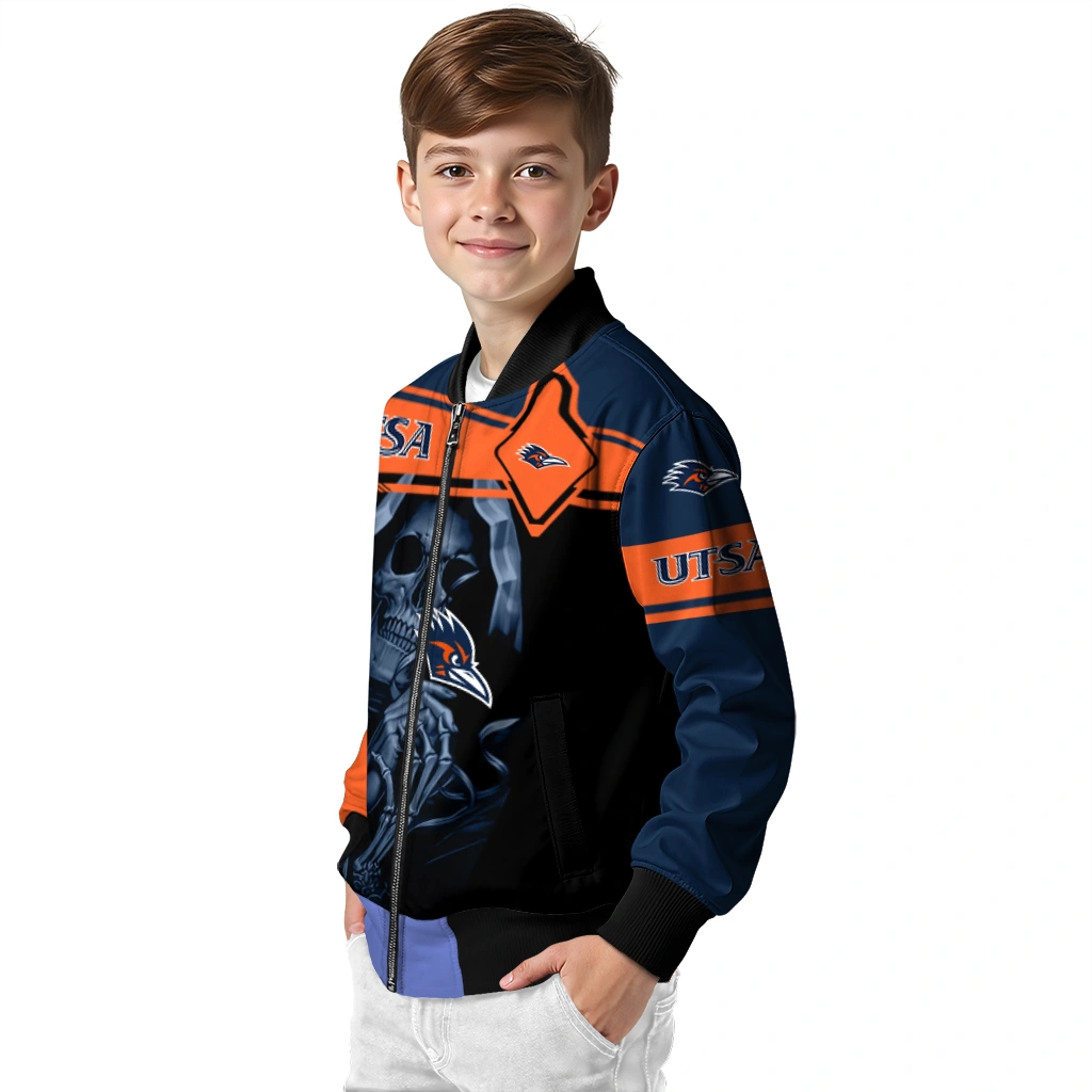 custom utsa roadrunners reaper hands orange black bomber jacket trendy custom utsa roadrunners reaper hands orange black bomber jacket trendy