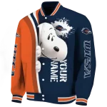 custom utsa roadrunners snoopy head orange varsity jacket best selling