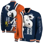 custom utsa roadrunners snoopy head orange varsity jacket best selling