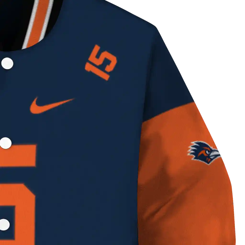 custom utsa roadrunners team patch orange varsity jacket premium grade custom utsa roadrunners team patch orange varsity jacket premium grade