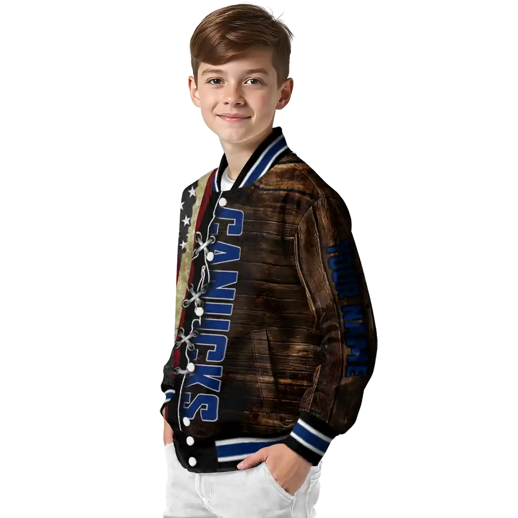 custom vancouver canucks flag wood brown varsity jacket trendy custom vancouver canucks flag wood brown varsity jacket trendy