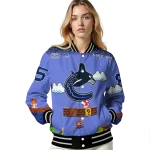 custom vancouver canucks mario blocks blue black varsity jacket best selling