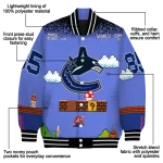 custom vancouver canucks mario blocks blue black varsity jacket best selling