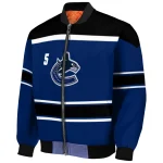 custom vancouver canucks stripe statement blue black bomber jacket best selling