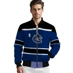 custom vancouver canucks stripe statement blue black bomber jacket best selling