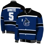 custom vancouver canucks stripe statement blue black varsity jacket best selling