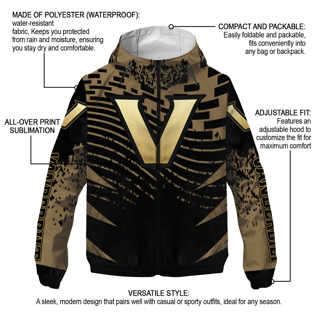 custom vanderbilt commodores brick motion black windbreaker jacket new arrival custom vanderbilt commodores brick motion black windbreaker jacket new arrival