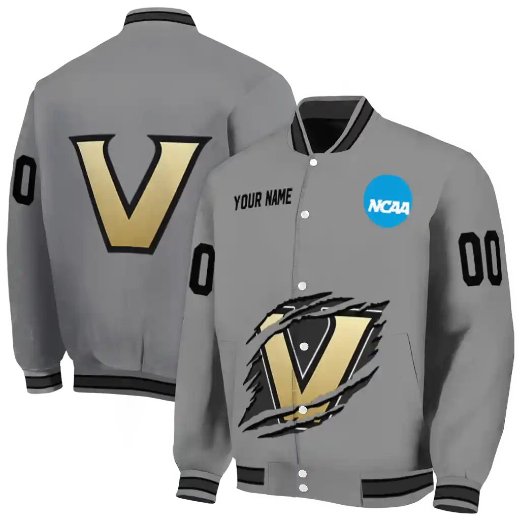 custom vanderbilt commodores feral slash grey varsity jacket fashion forward custom vanderbilt commodores feral slash grey varsity jacket fashion forward