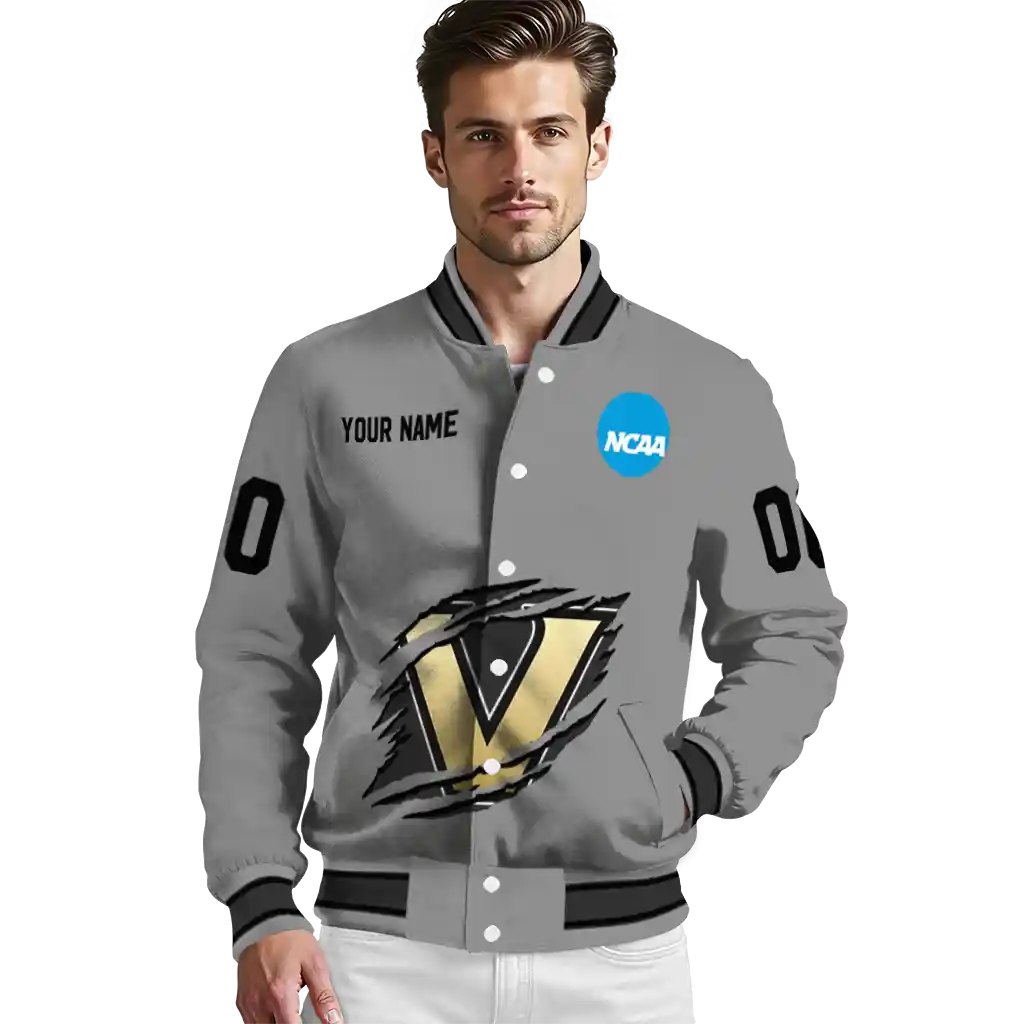 custom vanderbilt commodores feral slash grey varsity jacket high quality custom vanderbilt commodores feral slash grey varsity jacket high quality