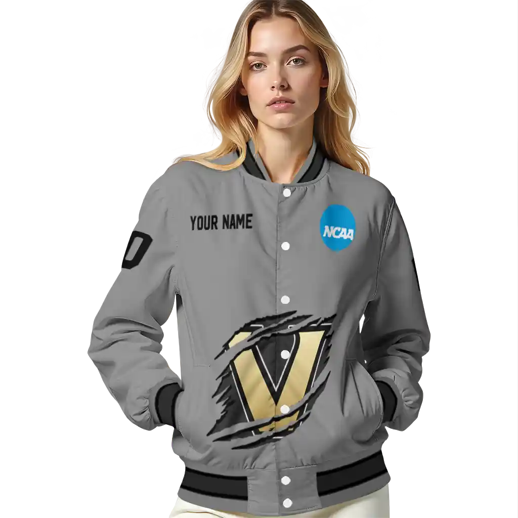 custom vanderbilt commodores feral slash grey varsity jacket latest model custom vanderbilt commodores feral slash grey varsity jacket latest model