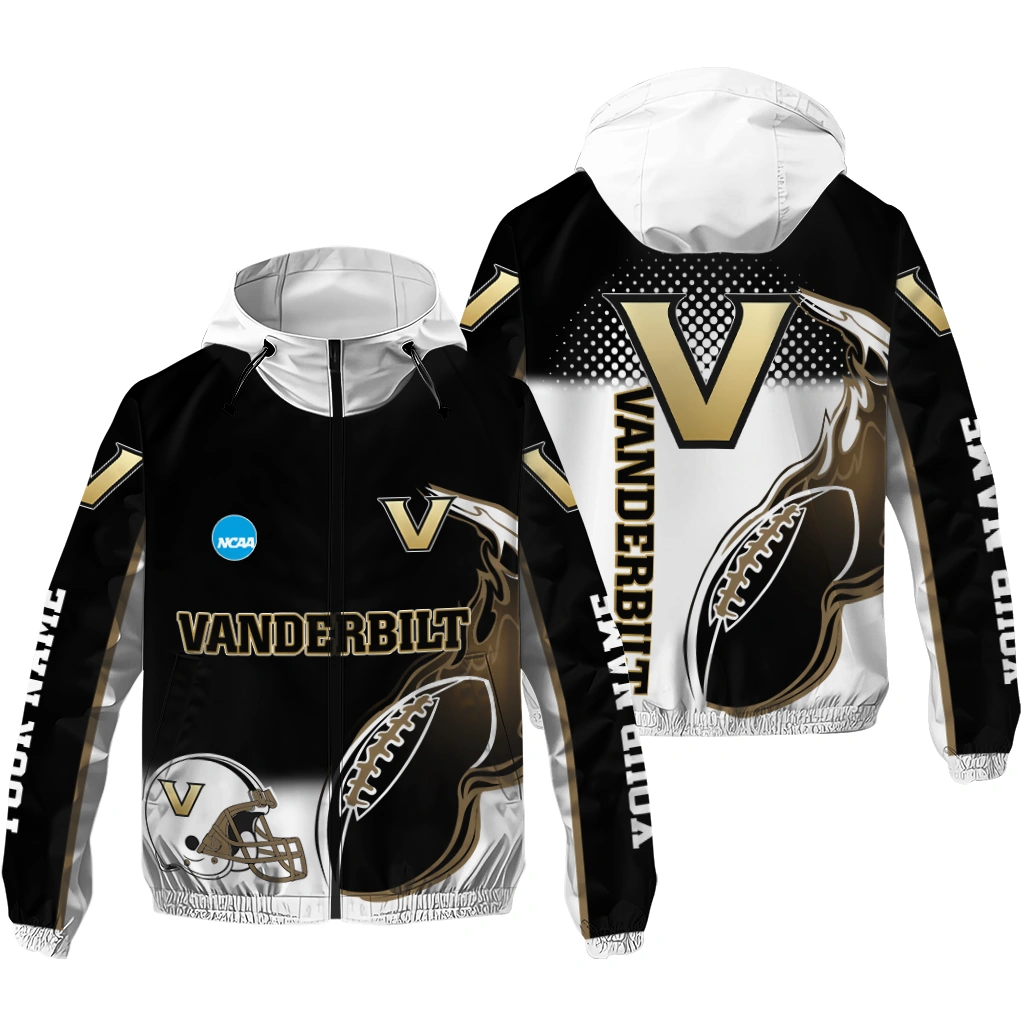 custom vanderbilt commodores football flame black white windbreaker jacket high quality custom vanderbilt commodores football flame black white windbreaker jacket high quality