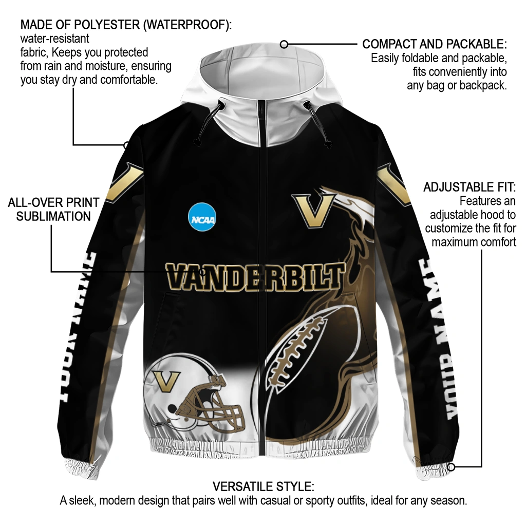 custom vanderbilt commodores football flame black white windbreaker jacket new arrival custom vanderbilt commodores football flame black white windbreaker jacket new arrival