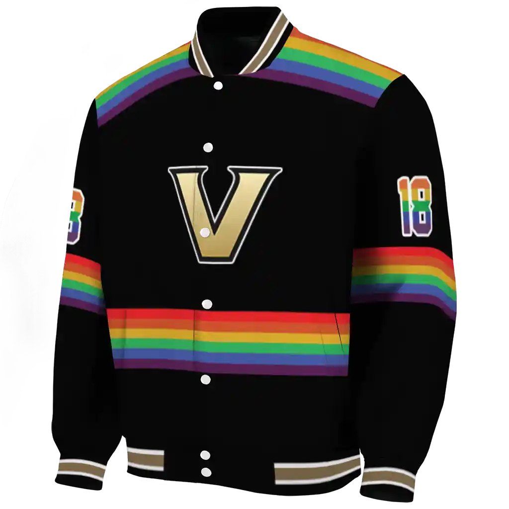 custom vanderbilt commodores rainbow jersey number black varsity jacket best selling custom vanderbilt commodores rainbow jersey number black varsity jacket best selling