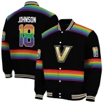custom vanderbilt commodores rainbow jersey number black varsity jacket best selling
