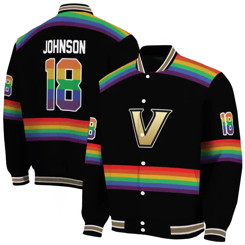 custom vanderbilt commodores rainbow jersey number black varsity jacket fashion forward custom vanderbilt commodores rainbow jersey number black varsity jacket fashion forward
