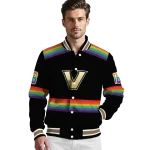 custom vanderbilt commodores rainbow jersey number black varsity jacket best selling
