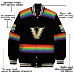 custom vanderbilt commodores rainbow jersey number black varsity jacket best selling