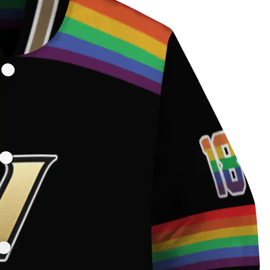 custom vanderbilt commodores rainbow jersey number black varsity jacket premium grade custom vanderbilt commodores rainbow jersey number black varsity jacket premium grade