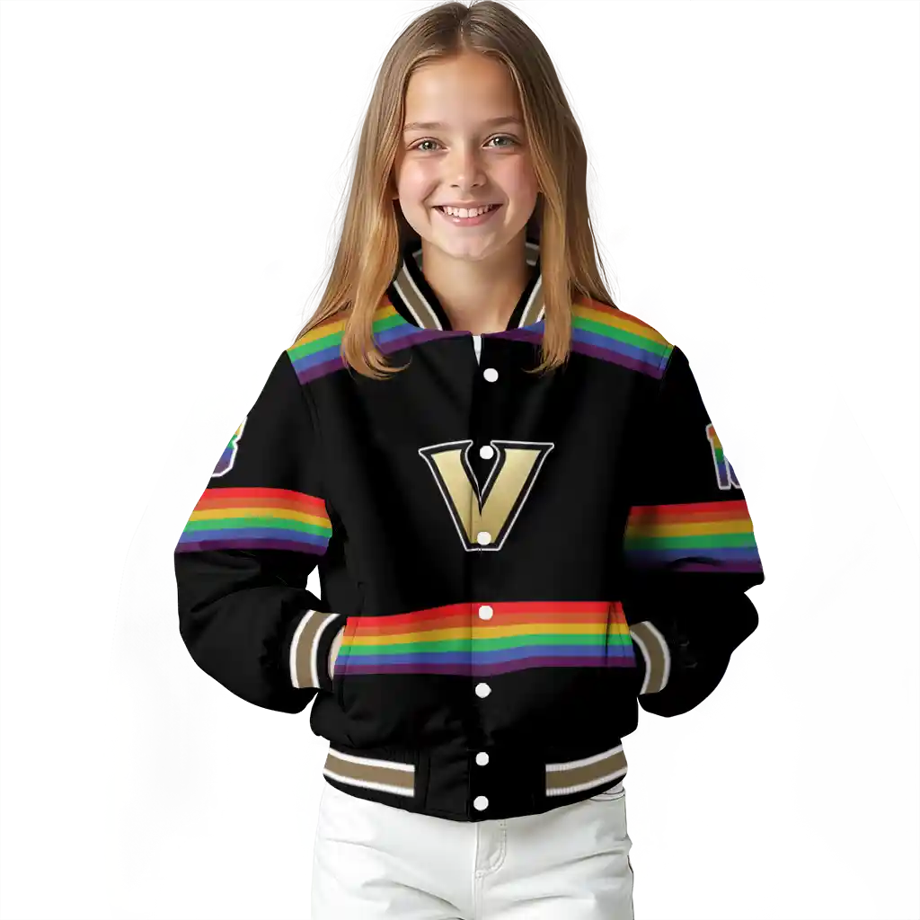 custom vanderbilt commodores rainbow jersey number black varsity jacket top rated custom vanderbilt commodores rainbow jersey number black varsity jacket top rated