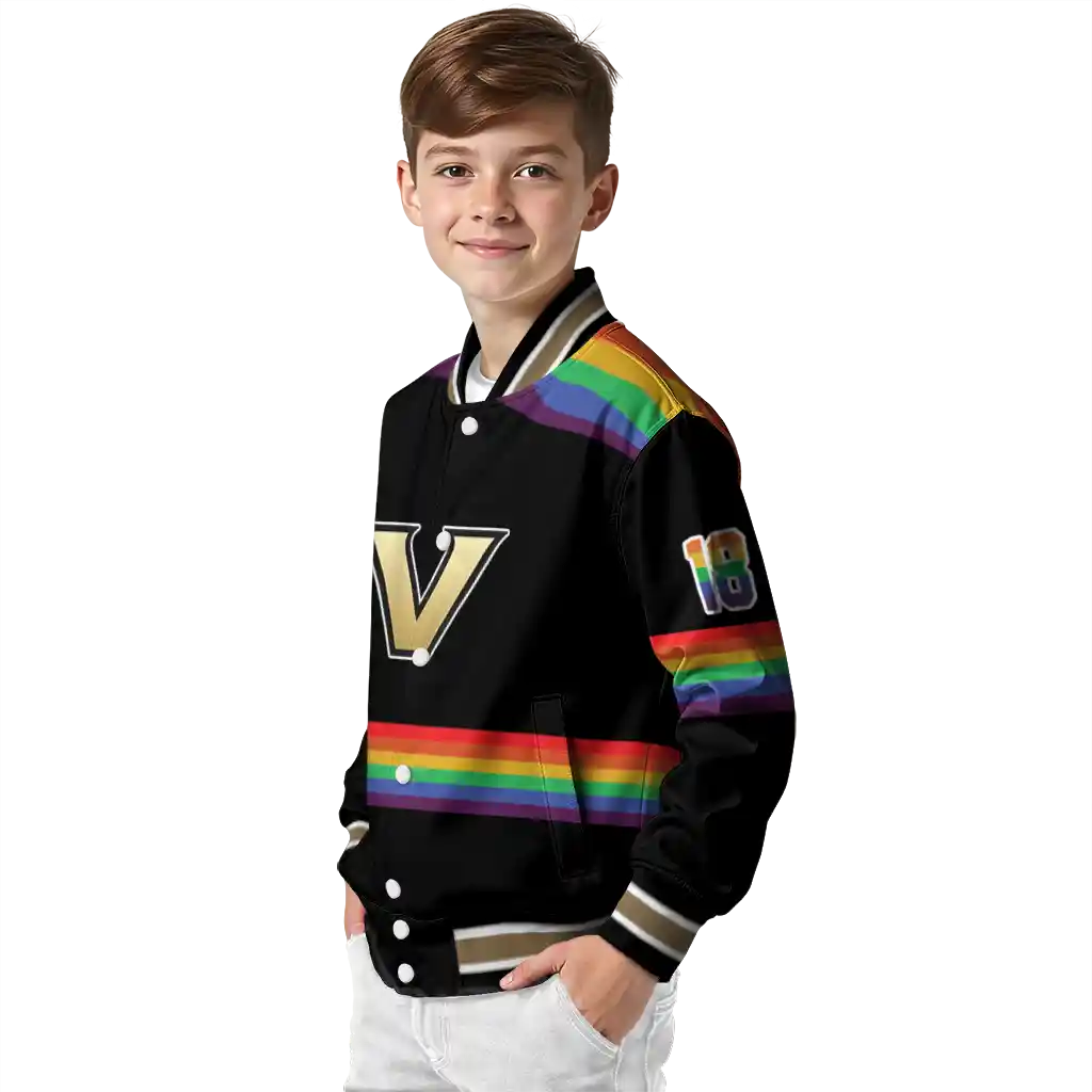 custom vanderbilt commodores rainbow jersey number black varsity jacket trendy custom vanderbilt commodores rainbow jersey number black varsity jacket trendy