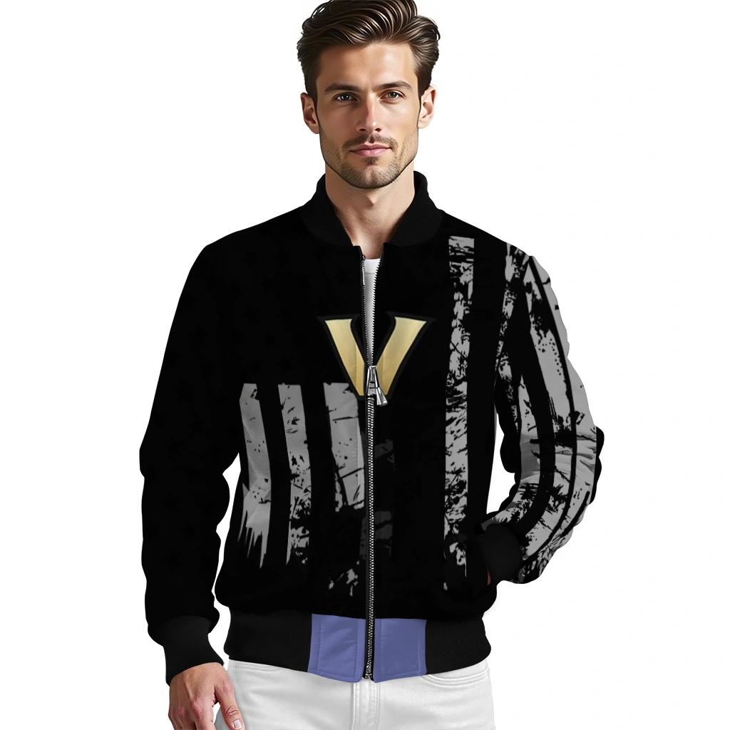 custom vanderbilt commodores star stripes black bomber jacket high quality custom vanderbilt commodores star stripes black bomber jacket high quality