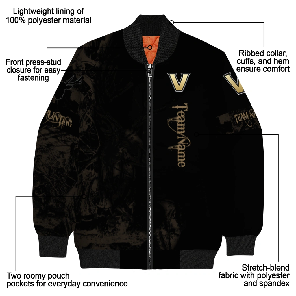 custom vanderbilt commodores tribal deer art black bomber jacket new arrival custom vanderbilt commodores tribal deer art black bomber jacket new arrival