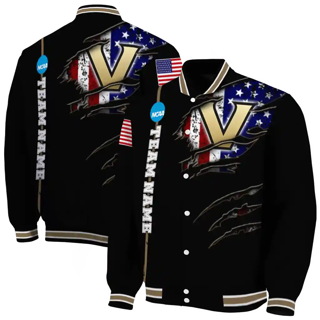 custom vanderbilt commodores usa flag claws black varsity jacket fashion forward custom vanderbilt commodores usa flag claws black varsity jacket fashion forward