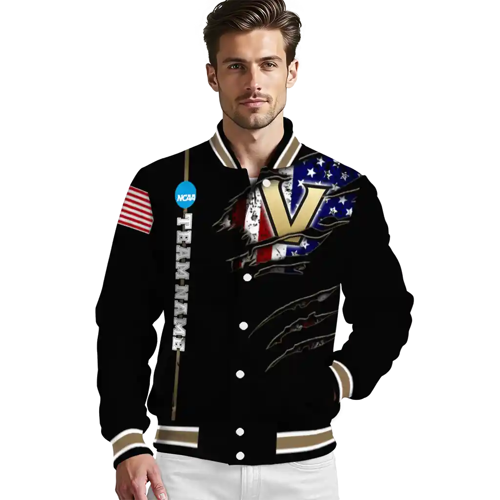 custom vanderbilt commodores usa flag claws black varsity jacket high quality custom vanderbilt commodores usa flag claws black varsity jacket high quality