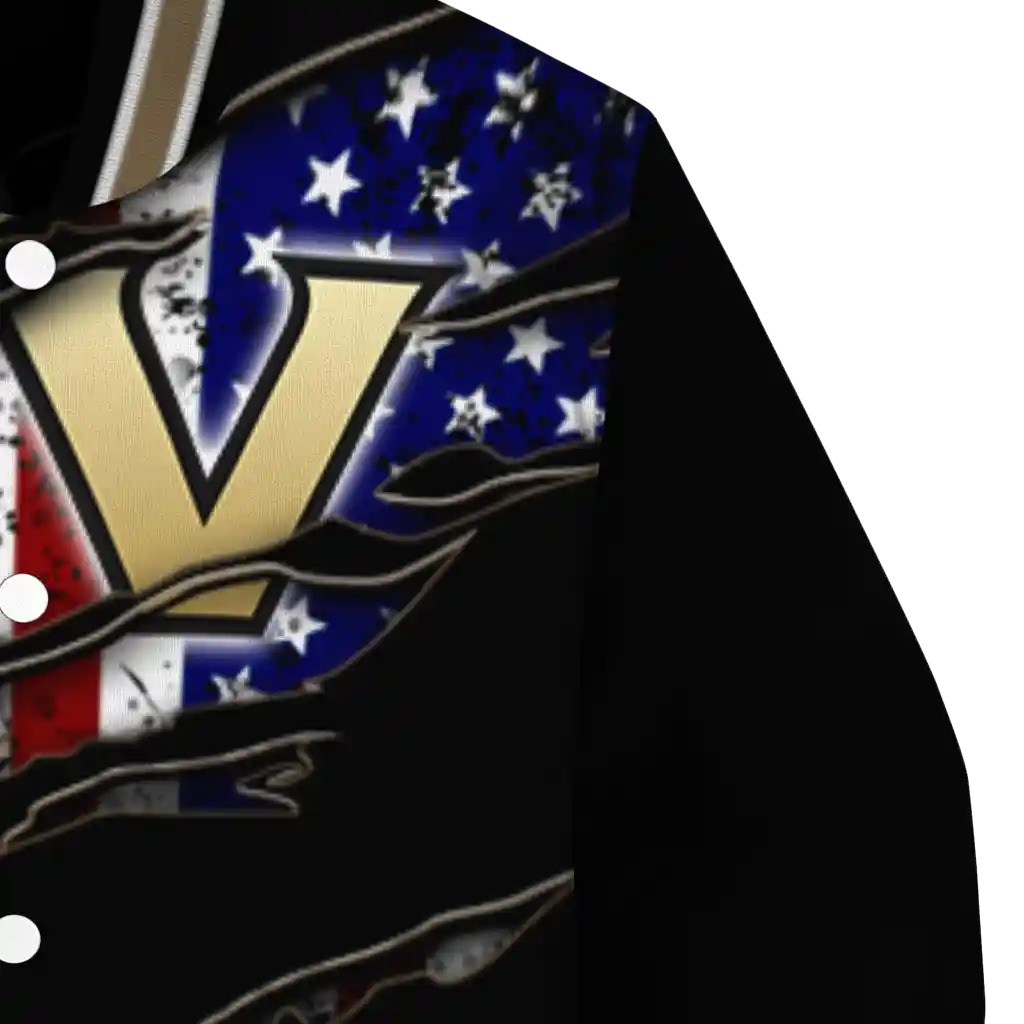 custom vanderbilt commodores usa flag claws black varsity jacket premium grade custom vanderbilt commodores usa flag claws black varsity jacket premium grade