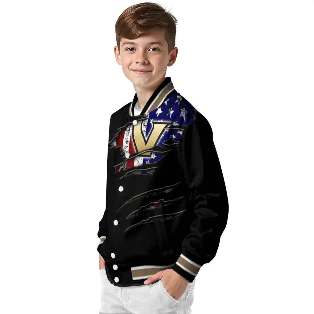 custom vanderbilt commodores usa flag claws black varsity jacket trendy custom vanderbilt commodores usa flag claws black varsity jacket trendy
