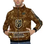custom vegas golden knights shards cluster tan windbreaker jacket best selling