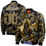 custom vegas golden knights skull horde tan bomber jacket best selling