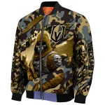 custom vegas golden knights skull horde tan bomber jacket best selling