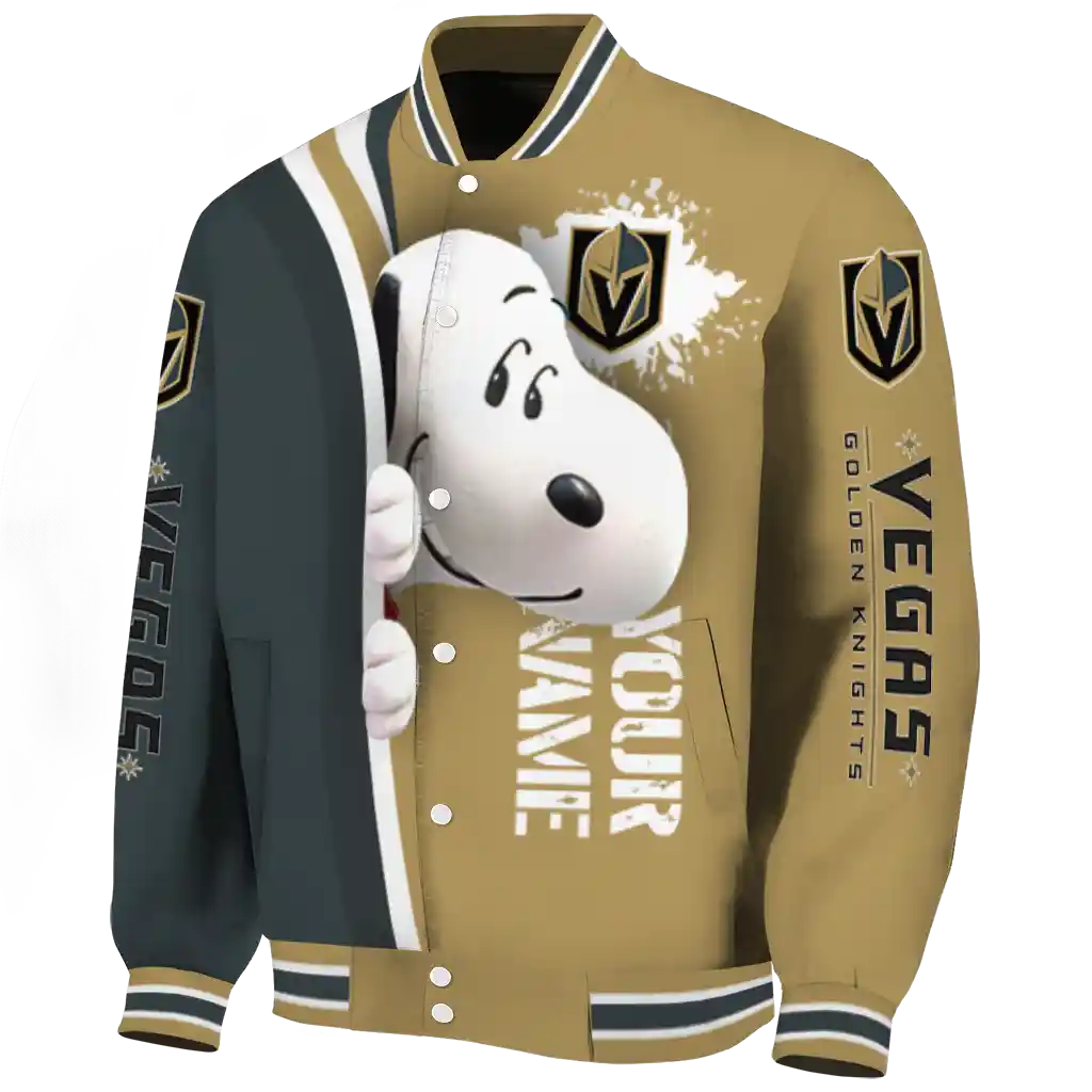 custom vegas golden knights snoopy head tan varsity jacket best selling custom vegas golden knights snoopy head tan varsity jacket best selling