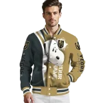 custom vegas golden knights snoopy head tan varsity jacket best selling