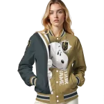 custom vegas golden knights snoopy head tan varsity jacket best selling