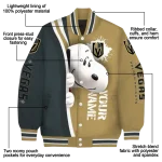 custom vegas golden knights snoopy head tan varsity jacket best selling
