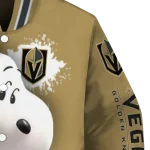 custom vegas golden knights snoopy head tan varsity jacket best selling