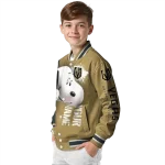 custom vegas golden knights snoopy head tan varsity jacket best selling