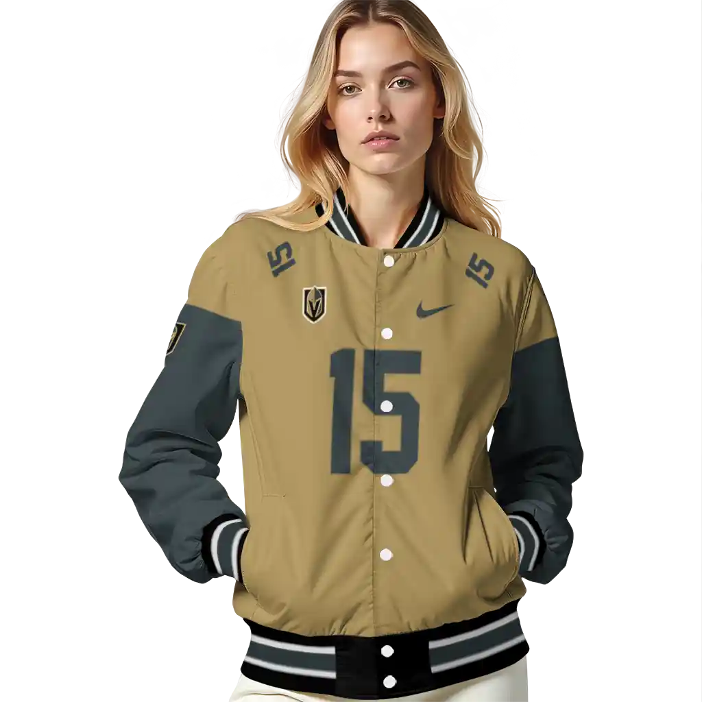 custom vegas golden knights team patch tan varsity jacket latest model custom vegas golden knights team patch tan varsity jacket latest model