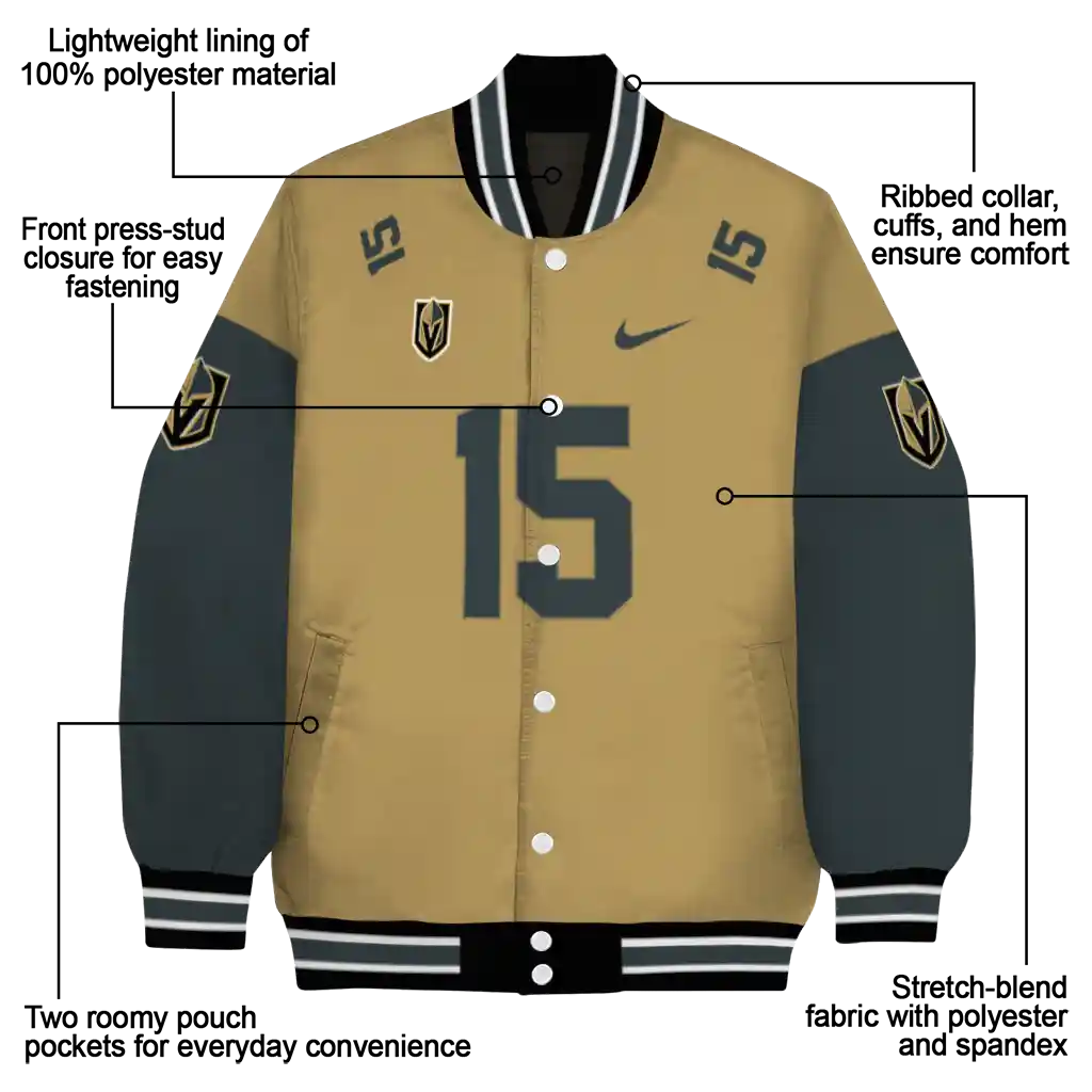 custom vegas golden knights team patch tan varsity jacket new arrival custom vegas golden knights team patch tan varsity jacket new arrival