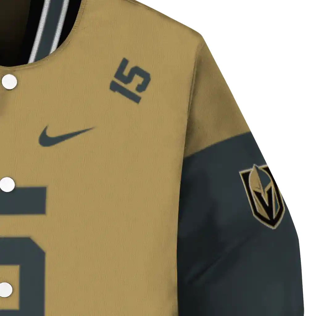 custom vegas golden knights team patch tan varsity jacket premium grade custom vegas golden knights team patch tan varsity jacket premium grade