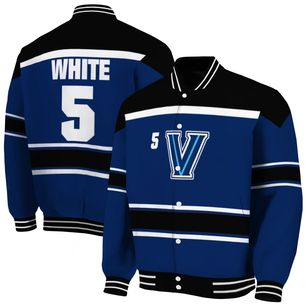 custom villanova wildcats stripe statement navy black varsity jacket fashion forward custom villanova wildcats stripe statement navy black varsity jacket fashion forward